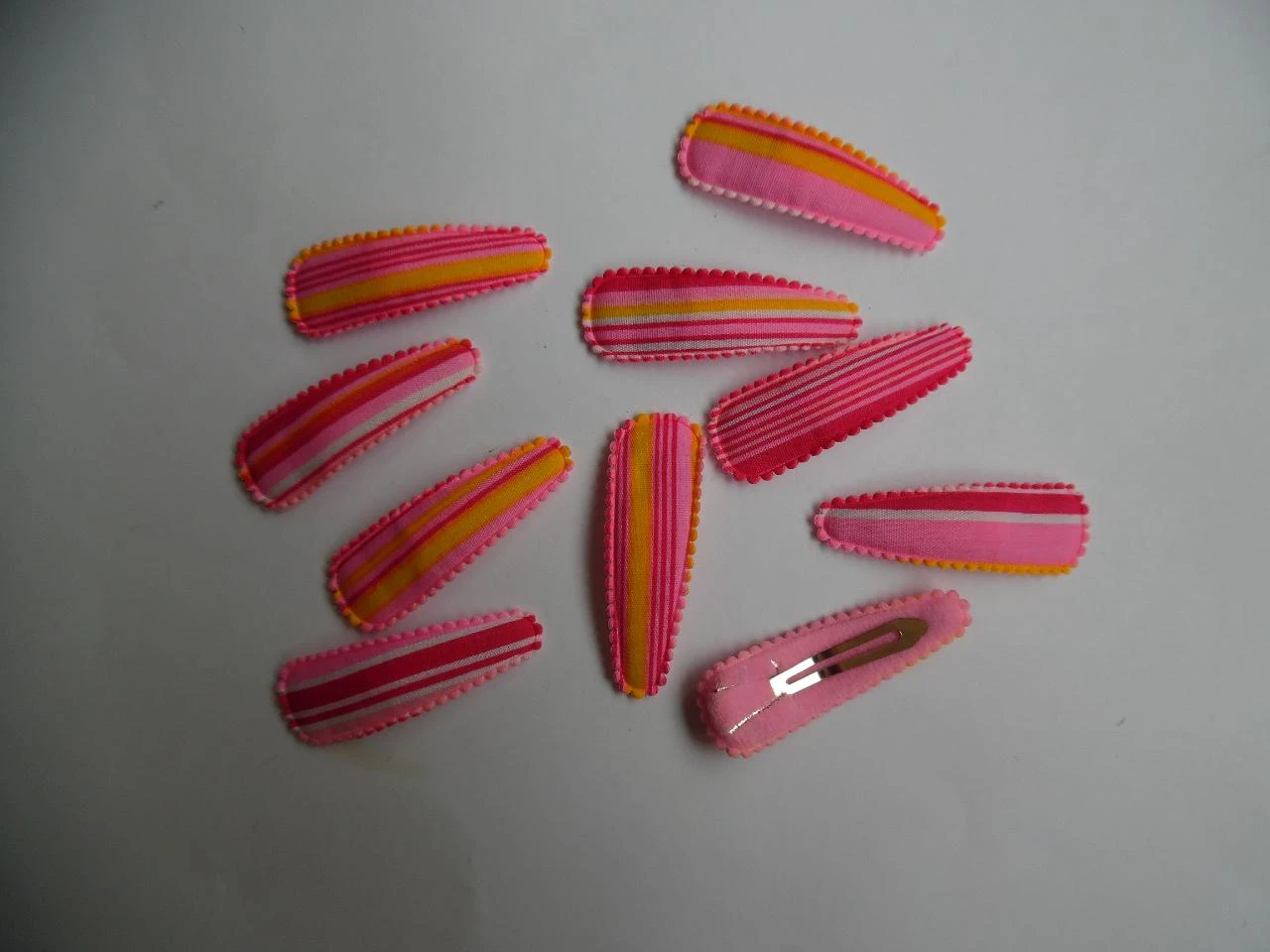 Partij 10 haarspeldjes 5 cm roze gestreept